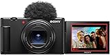 Sony ZV-1II Vlog-Kamera | Digitalkamera (Weitwinkel-Zoomobjektiv, verstellbares Display für Vlogging, 4K Video, multidirektionales Mikrofon) Schwarz Single