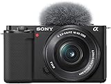 Sony Alpha ZV-E10 | APS-C spiegellose Vlog-Kamera (schwenkbarer Bildschirm für Vlogging, 4K-Video, Echtzeit-Augen-Autofokus) Schwarz + SEL1650 Objektiv ZVE10 + SEL1650 single
